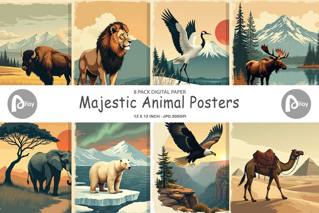 Digital Paper Majestic Animal Posters Digital Pattern artnoy 