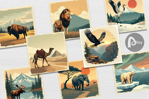 Digital Paper Majestic Animal Posters Digital Pattern artnoy 