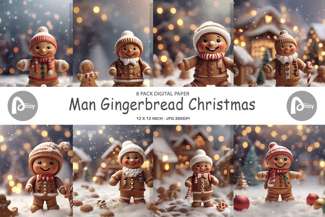 Digital Paper Man Gingerbread Christmas Digital Pattern artnoy 