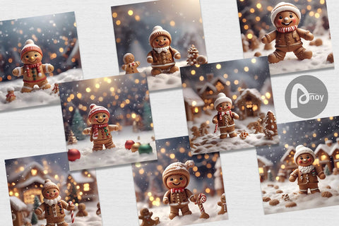 Digital Paper Man Gingerbread Christmas Digital Pattern artnoy 