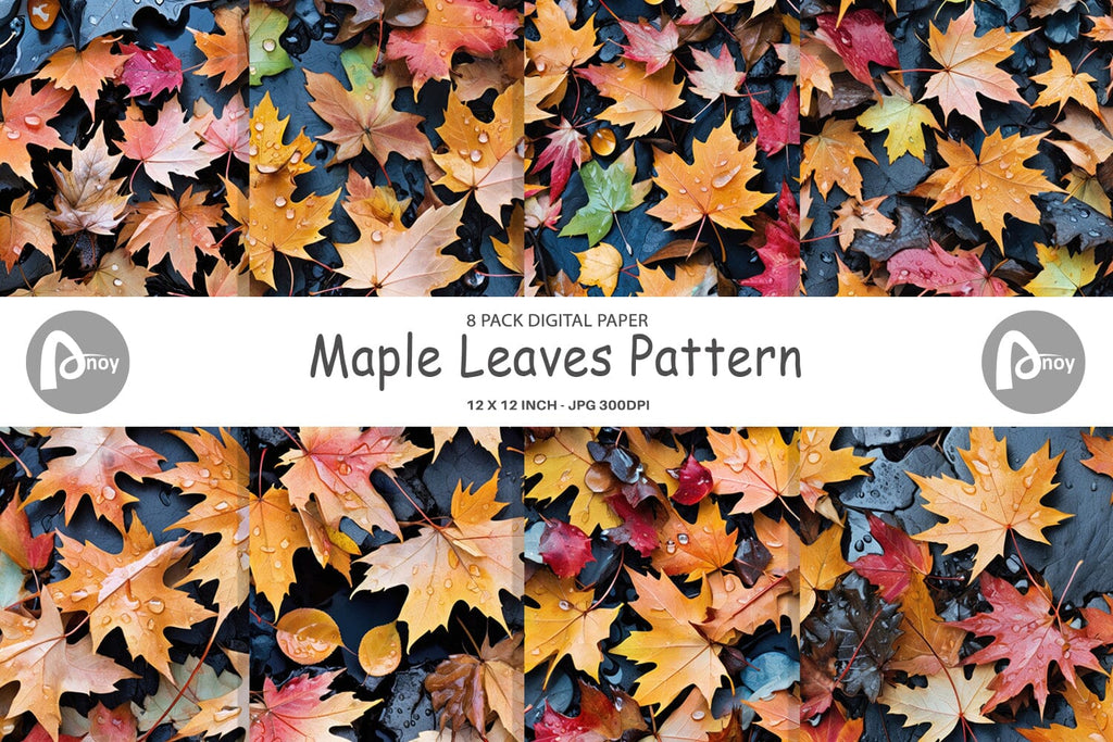 Digital Paper Maple Leaves Pattern - So Fontsy