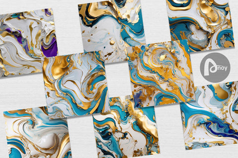 Digital Paper Marble Liquid with gold Digital Pattern artnoy 