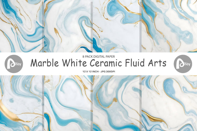 Digital Paper Marble White Fluid Arts Digital Pattern artnoy 