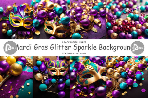 Digital Paper Mardi Gras Glitter Sublimation artnoy 