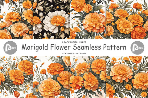 Digital Paper Marigold Pattern Digital Pattern artnoy 