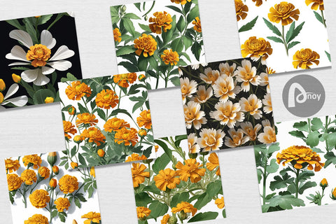 Digital Paper Marigolds Pattern Digital Pattern artnoy 
