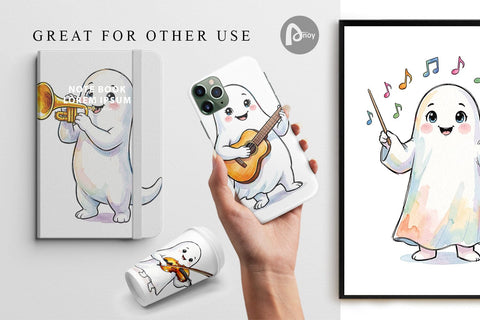 Digital Paper Melodic Music Teacher Ghost Sublimation artnoy 