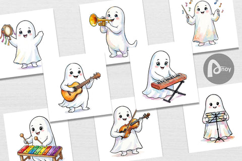 Digital Paper Melodic Music Teacher Ghost Sublimation artnoy 