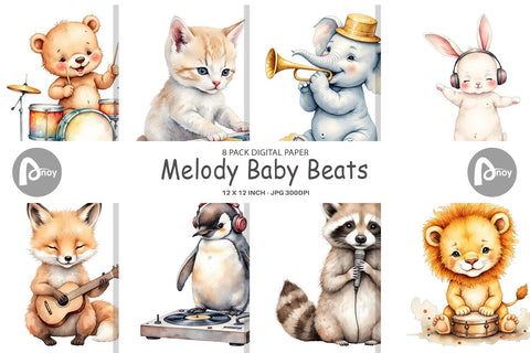 Digital Paper Melody Baby Beats Digital Pattern artnoy 
