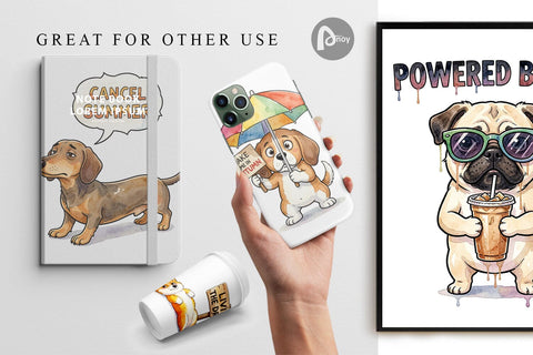 Digital Paper Melting Summer Dog Sarcastic Watercolor Digital Pattern artnoy 