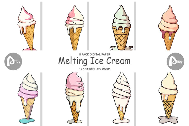 Digital Paper Melty Ice Cream Digital Pattern artnoy 