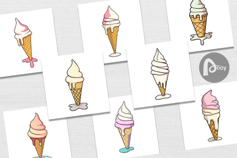 Digital Paper Melty Ice Cream Digital Pattern artnoy 