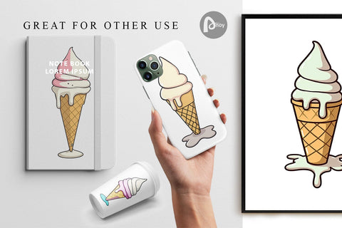 Digital Paper Melty Ice Cream Digital Pattern artnoy 