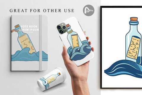 Digital Paper Message in a Bottle Digital Pattern artnoy 