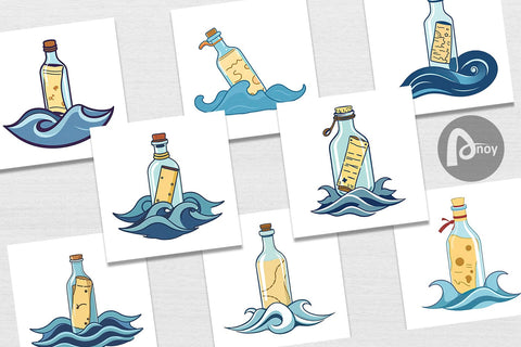 Digital Paper Message in a Bottle Digital Pattern artnoy 