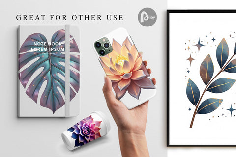 Digital Paper Metallic Botanicals Digital Pattern artnoy 