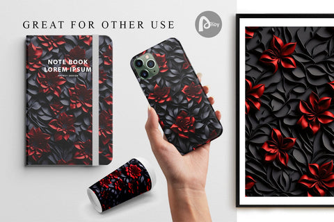 Digital Paper Metallic Color Flowers Digital Pattern artnoy 