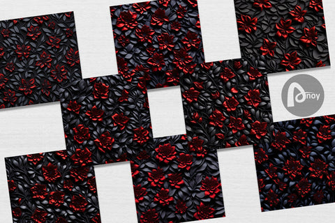 Digital Paper Metallic Color Flowers Digital Pattern artnoy 