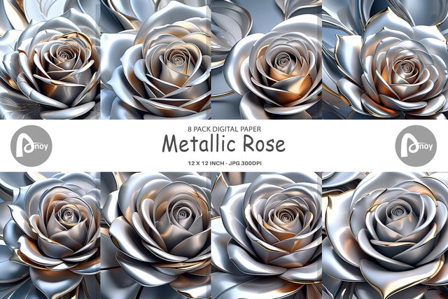 Digital Paper Metallic Rose Digital Pattern artnoy 