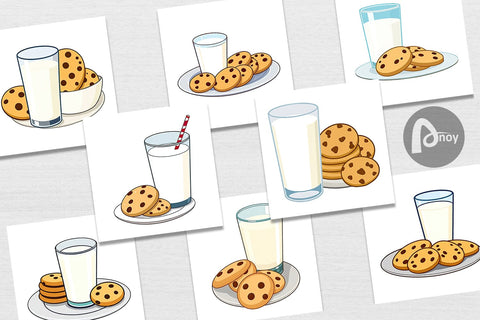 Digital Paper Milk and Cookie Digital Pattern artnoy 