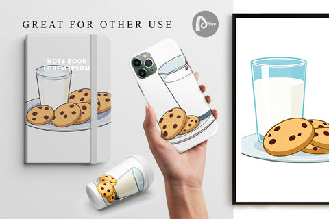 Digital Paper Milk and Cookie Digital Pattern artnoy 