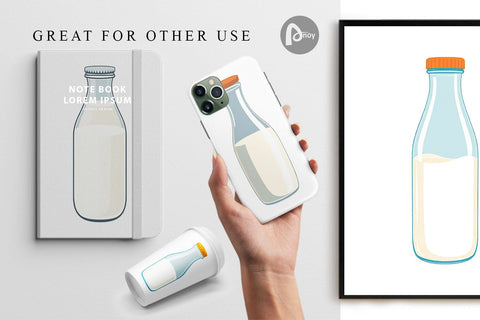Digital Paper Milk Bottle Digital Pattern artnoy 