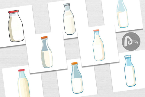 Digital Paper Milk Bottle Digital Pattern artnoy 