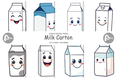 Digital Paper Milk Carton Digital Pattern artnoy 