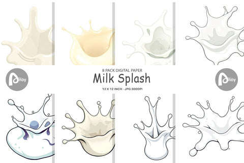 Digital Paper Milk Splash Digital Pattern artnoy 