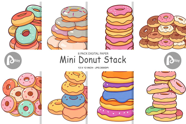 Digital Paper Mini Donut Stack Digital Pattern artnoy 
