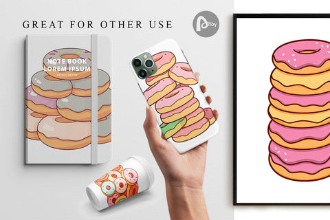 Digital Paper Mini Donut Stack Digital Pattern artnoy 