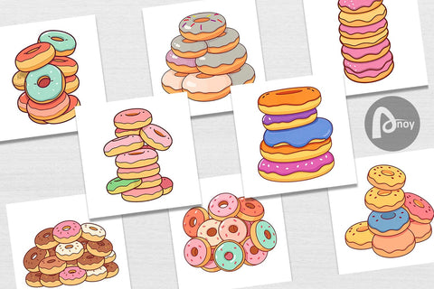 Digital Paper Mini Donut Stack Digital Pattern artnoy 
