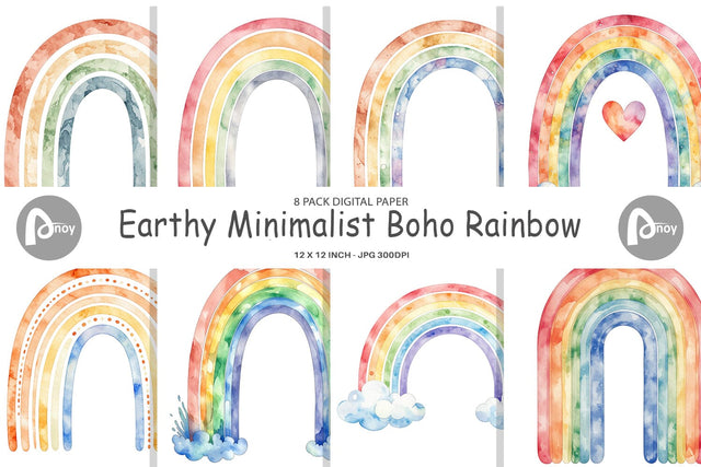 Digital Paper Minimalist Boho Rainbow Digital Pattern artnoy 