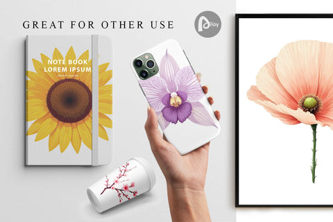 Digital Paper Minimalist Florals Sublimation artnoy 