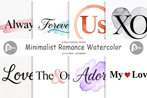 Digital Paper Minimalist Romance Watercolor Digital Pattern artnoy 