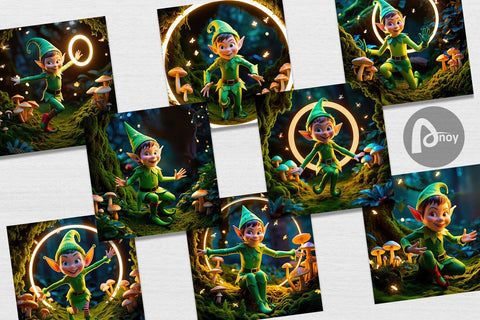 Digital Paper Mischievous Elf Digital Pattern artnoy 