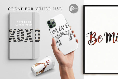 Digital Paper Modern Jungle Heart Minimalist Valentine Quotes Digital Pattern artnoy 