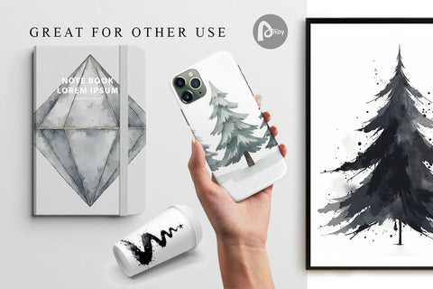 Digital Paper Modern Monochrome & Silver Christmas Digital Pattern artnoy 