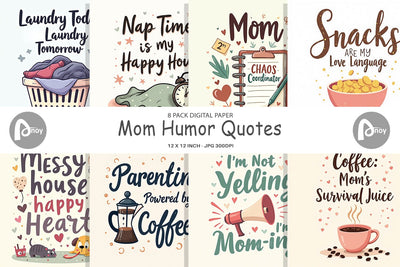 Digital Paper Mom Humor Quotes Digital Pattern artnoy 
