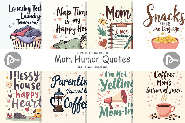 Digital Paper Mom Humor Quotes Digital Pattern artnoy 