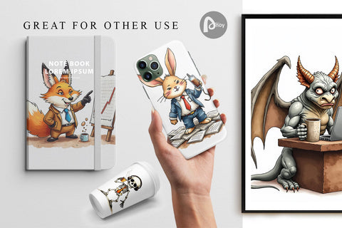 Digital Paper Monday Morning Zombies Office Coffee Humor Digital Pattern artnoy 