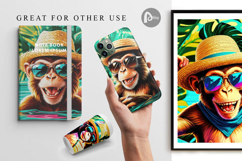 Digital Paper Monkey in Summer Sublimation artnoy 