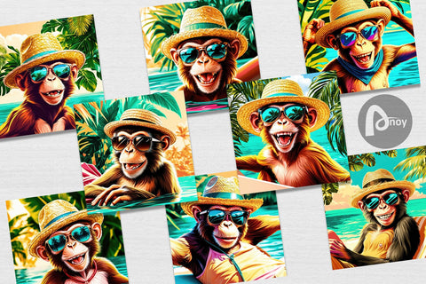Digital Paper Monkey in Summer Sublimation artnoy 