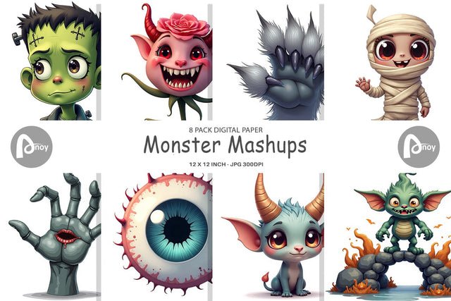 Digital Paper Monster Mashups Digital Pattern artnoy 