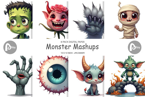 Digital Paper Monster Mashups Digital Pattern artnoy 