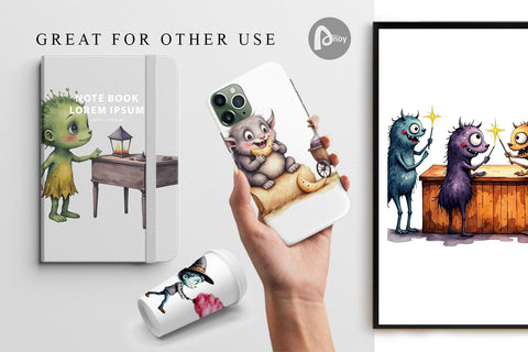 Digital Paper Monster Night Market Digital Pattern artnoy 