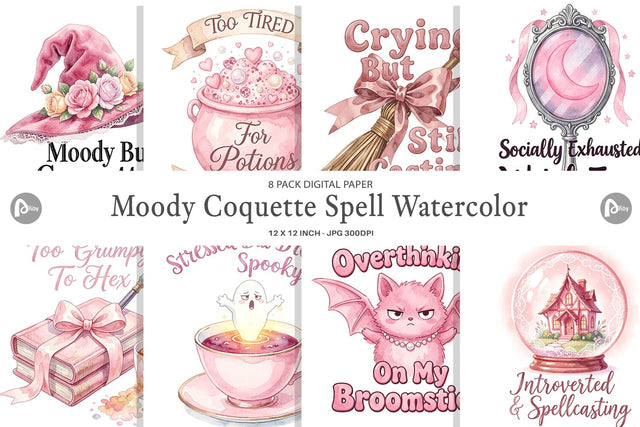 Digital Paper Moody Coquette Spell Watercolor Digital Pattern artnoy 
