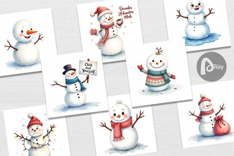 Digital Paper Moody Snowmen Digital Pattern artnoy 