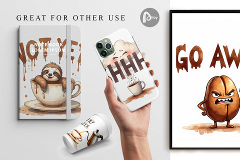 Digital Paper Morning Grump Coffee Sarcastic Quotes Digital Pattern artnoy 