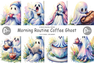 Digital Paper Morning Routine Coffee Ghost Sublimation artnoy 